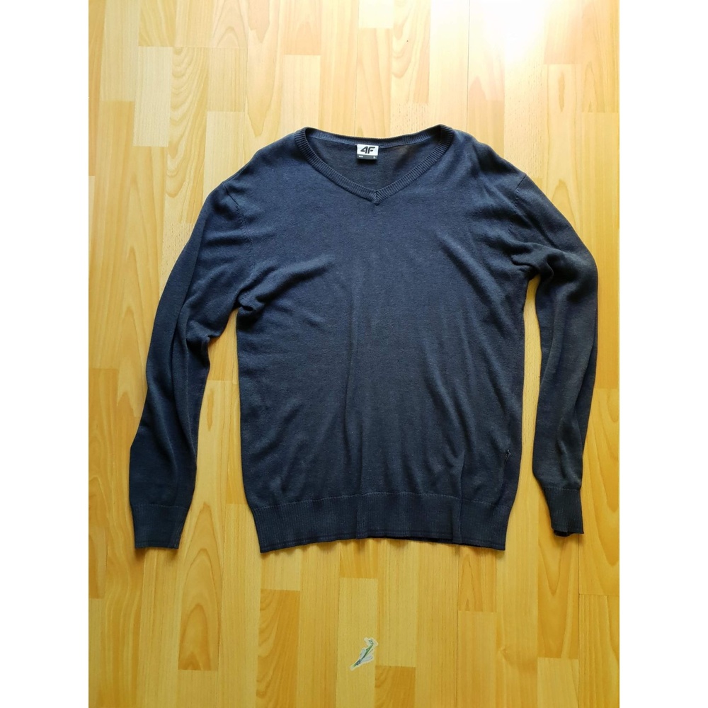 4F Sweater Men's L Gray Solid V-Neck